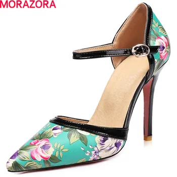 

MORAZORA hot sale shallow single shoes high heels elegant party shoes big size 34-46 pumps solid fashion shoes four seasons
