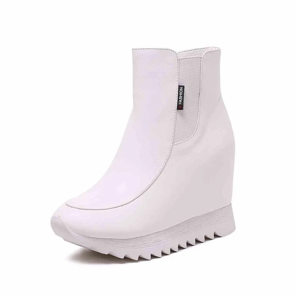Interne Couture Cheville blanc L75 Nouveauté Super Fond Main Bottes Conception Inceased Rond Zip En Noir Bout Lenkisen Haute Femmes Cuir rouge 1clTFKJ3