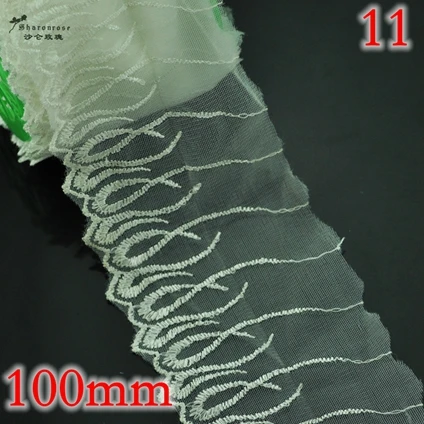 3 м/лот тесемка шнурка полиэфира вышитые Чистая кружевная отделка для шитья одежды/скрапбукинга/Свадебные вечерние украшения - Цвет: 11 White 100mm