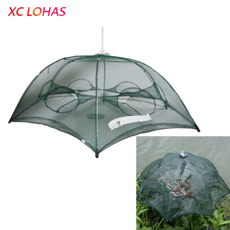 Foldable Umbrella Cast Nylon Mesh Fishing Net to Fish Crab Crayfish