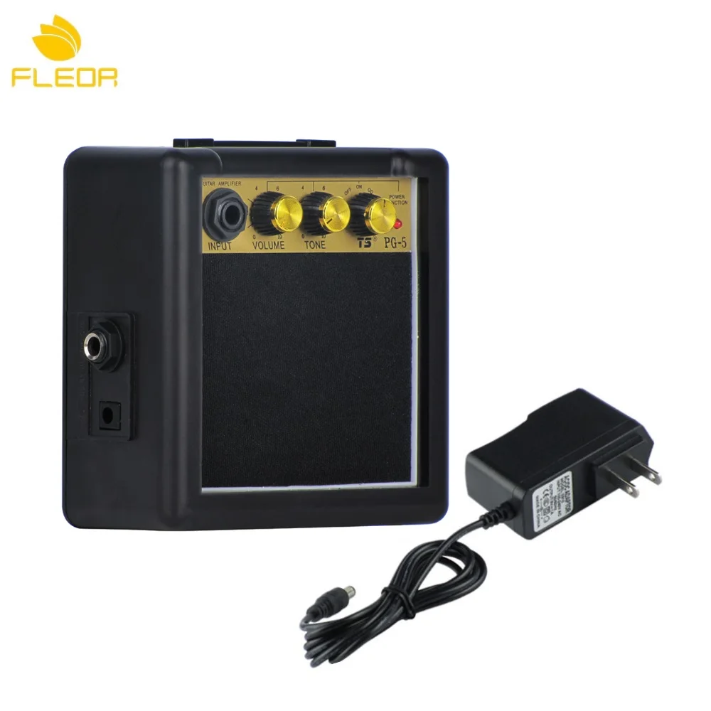 FLEOR Portable 5W Electric Guitar Amplifier Amp 9V Power Adapter