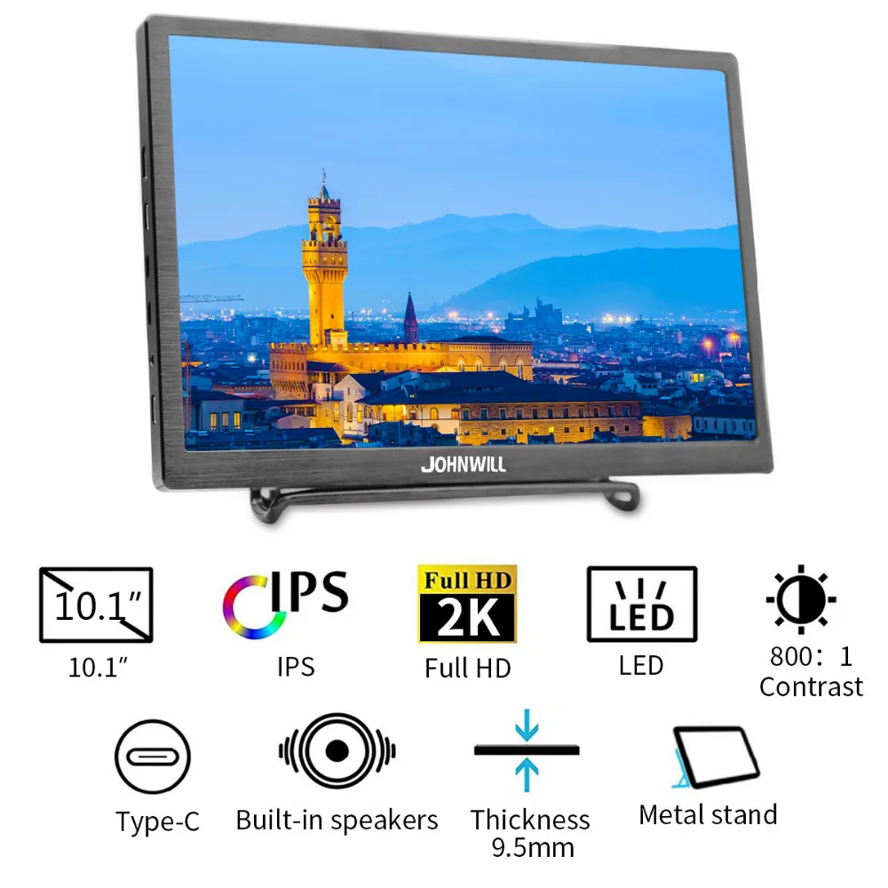  10.1 inch HD Portable Display 2560*1600 LCD Screen 2 Type-C 2 USB C HDMI Port for PS3 PS4 Switch PC