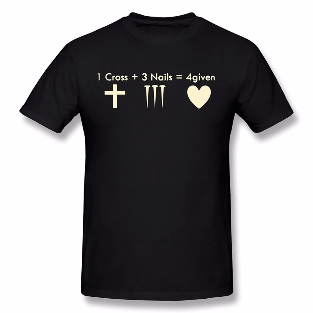 cheap 2018 Cool Men Funny Design T Shirt Novelty Tops 1 Cross Plus 3 Nails Equals 4 Customize Printed Short Sleeve Tees