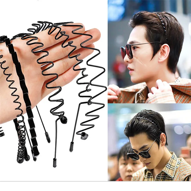 

8 Styles Black Fashion Metal Waved Style Sports Hairbands Solid Men Women Unisex Hair Band Casual Adult Headwear