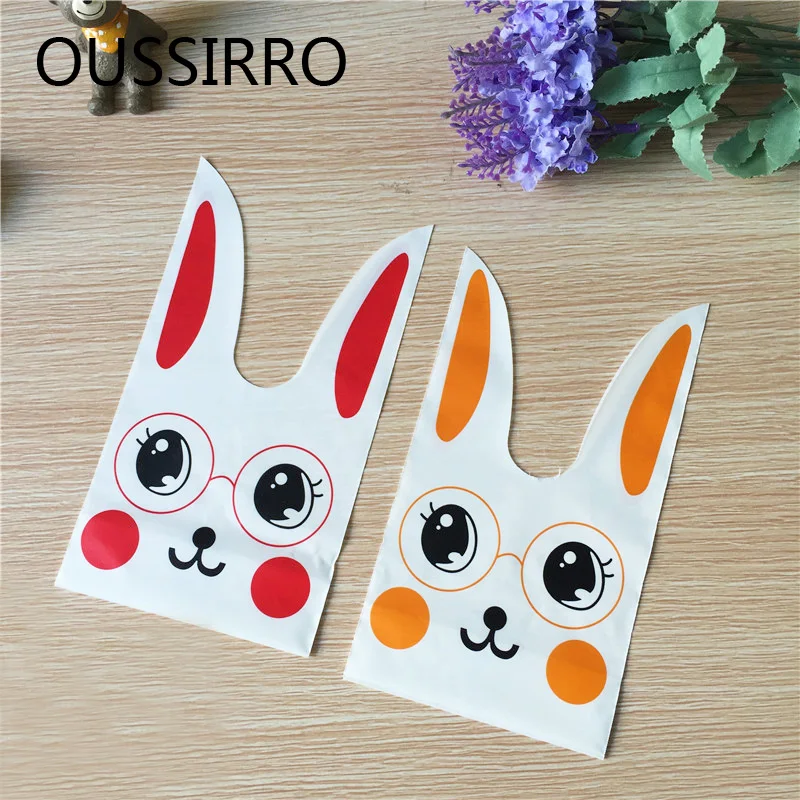 

25Pcs Kawaii Rabbit Ears Snack Bag Lunch Bag Nougat Cookies Bakery Bags Cake Plastic Packaging Baking Tool Candy West Point Bag