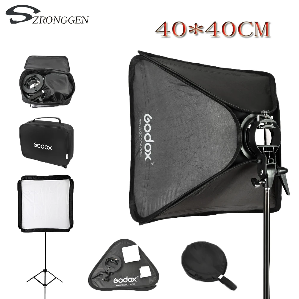 

Godox Flash Softbox Kit 40x40cm + S type Bracket Mount Kit for Flash Speedlite Studio Shooting