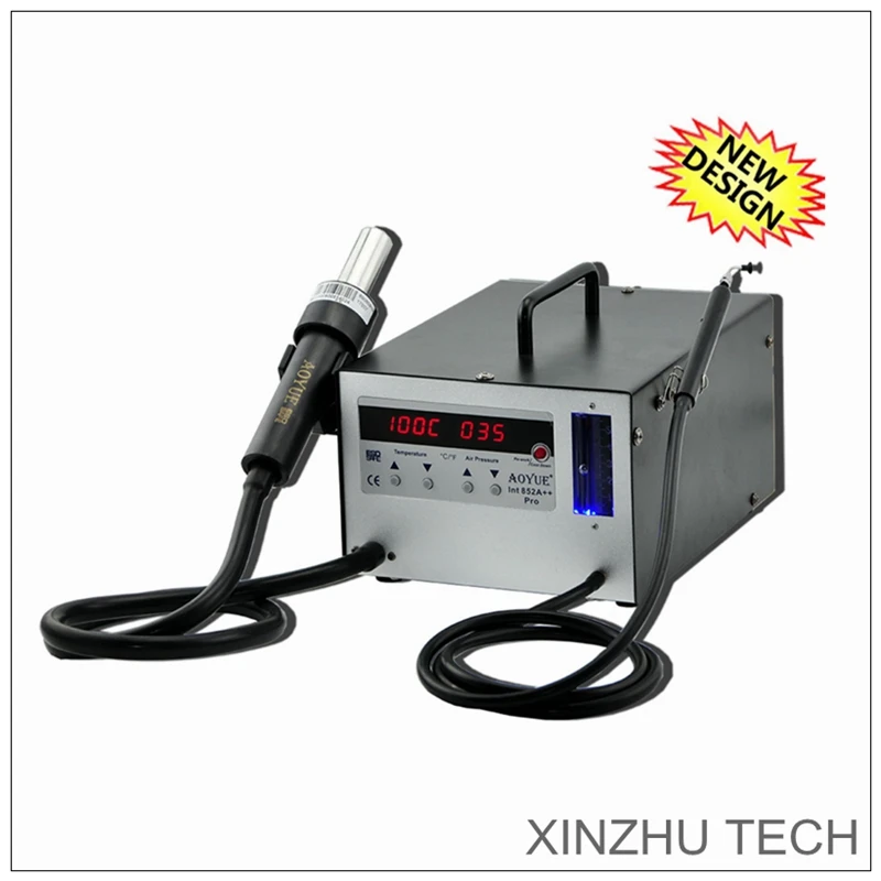 НОВЫЙ AOYUE i852A + + паяльная станция 110 V/220 V фена ручка 2 in1 вакуумная Ручка всасывания с 4 насадки 500 W