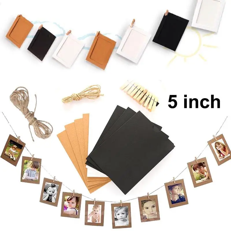 10pcs 5 inch Kraft Paper Photo Picture Frame Wall Hanging Album With
