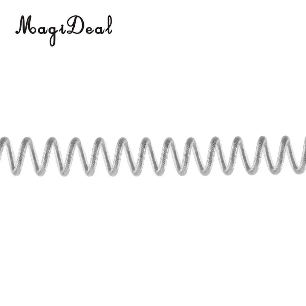 MagiDeal Durable Stainless Steel 1.6m Retractable Wire Coiled Lanyard Safety Rope With Lock Carabiners Rowing Boat Part Supplies