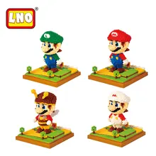 LNO Super Mario Bros Action Figures Nano Blocks DIY Diamond Assembly Model Micro Building Bricks Educational Toys For Kids Gifts