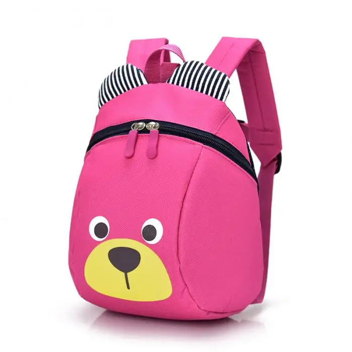 Fashion Children Backpack Anti-lost Canvas Bag Cartoon Animal Bear Pattern Kindergarten Kids Baby School Bags MUG88