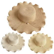 Повседневные пляжные кепки солнце женская соломенная шляпа Рыбацкая Кепка ручной работы жемчужная Праздничная Кепка для отдыха солнце соломенная шляпка#2p24