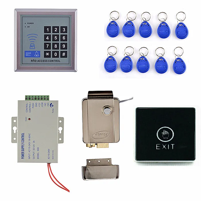 

Access Controller 125KHz Rfid Keypad Access Control System Kit + Electronic Door Lock + Power Supply