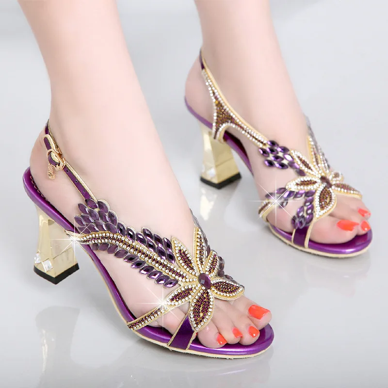 Nice New Rhinestones Genuine Leather Shoes Summer Sandals Women Shoes ...