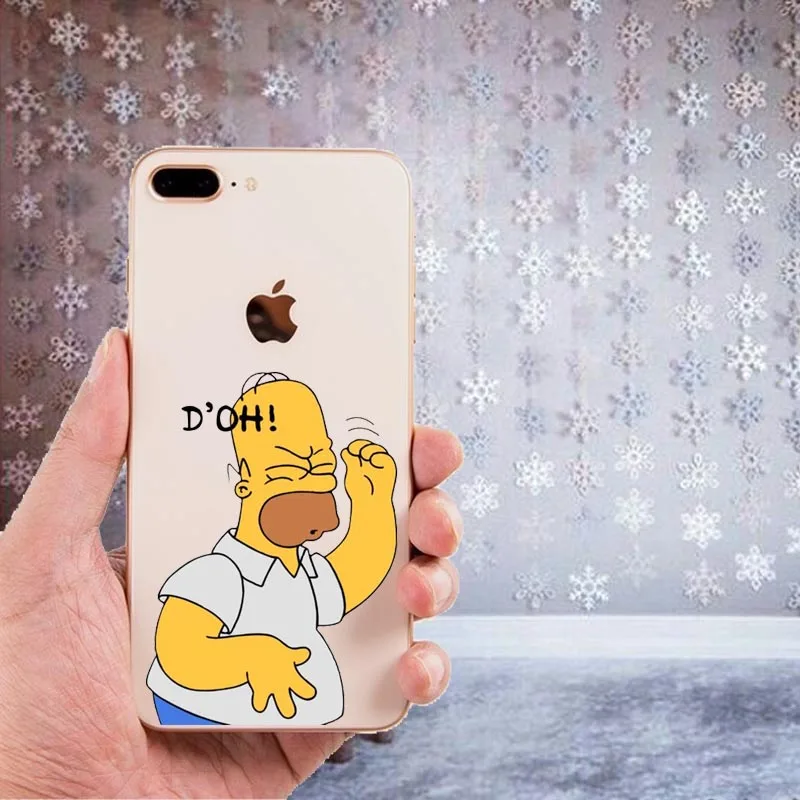 Мягкий чехол LISHE The Simpson из ТПУ для iPhone 11, 11Pro, 5, 5S, SE, 6, XS, Max, 7, 8 Plus, XR, забавный, прозрачный, высококачественный чехол - Цвет: TPU