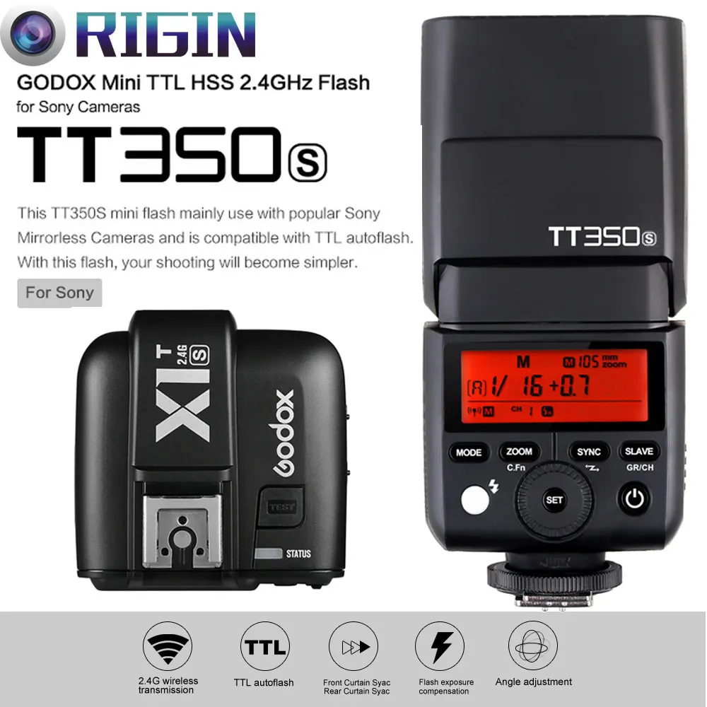 Godox TT350S TTL 2.4G HSS 1 / 8000s GN36 Kaera Flash Speedlite für
