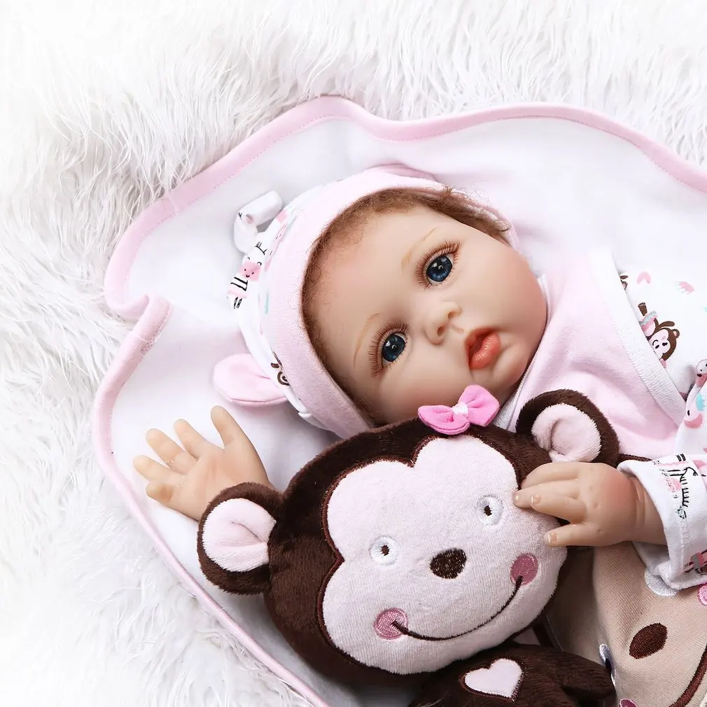 

55CM Lovely Cute Kids Reborn Baby Girls Doll Soft Silicone Handmade Lifelike Newborn Doll Girl Best Birthday Gift For Children