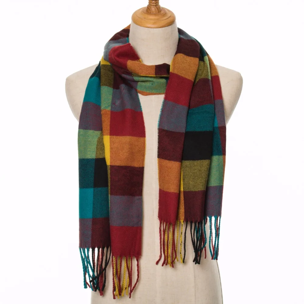 Fashion men scarf font b tartan b font plaid winter warm cotton scarves