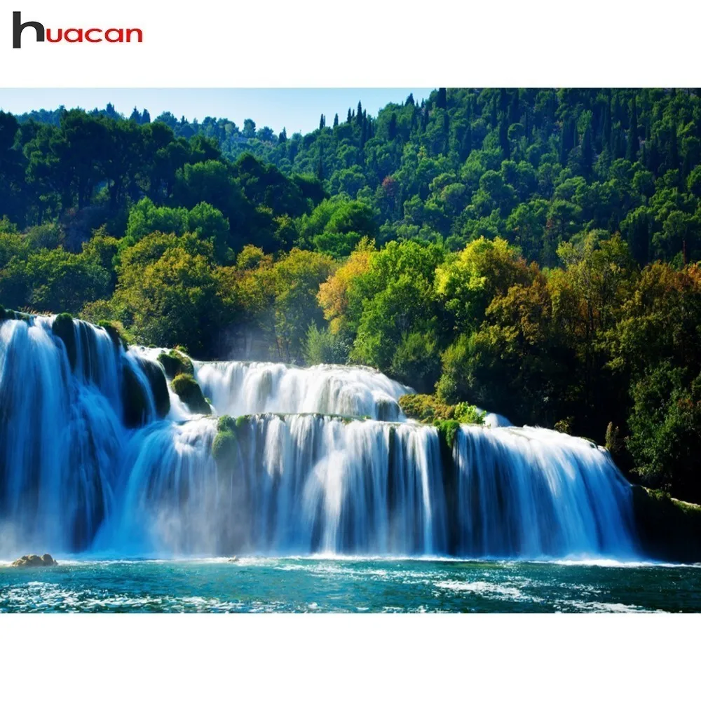 

HUACAN 5D DIY Diamond Painting Landscape Full Square Drill Waterfall Picture Of Rhinestone Home Decor Mosaic Diamond Embroidery