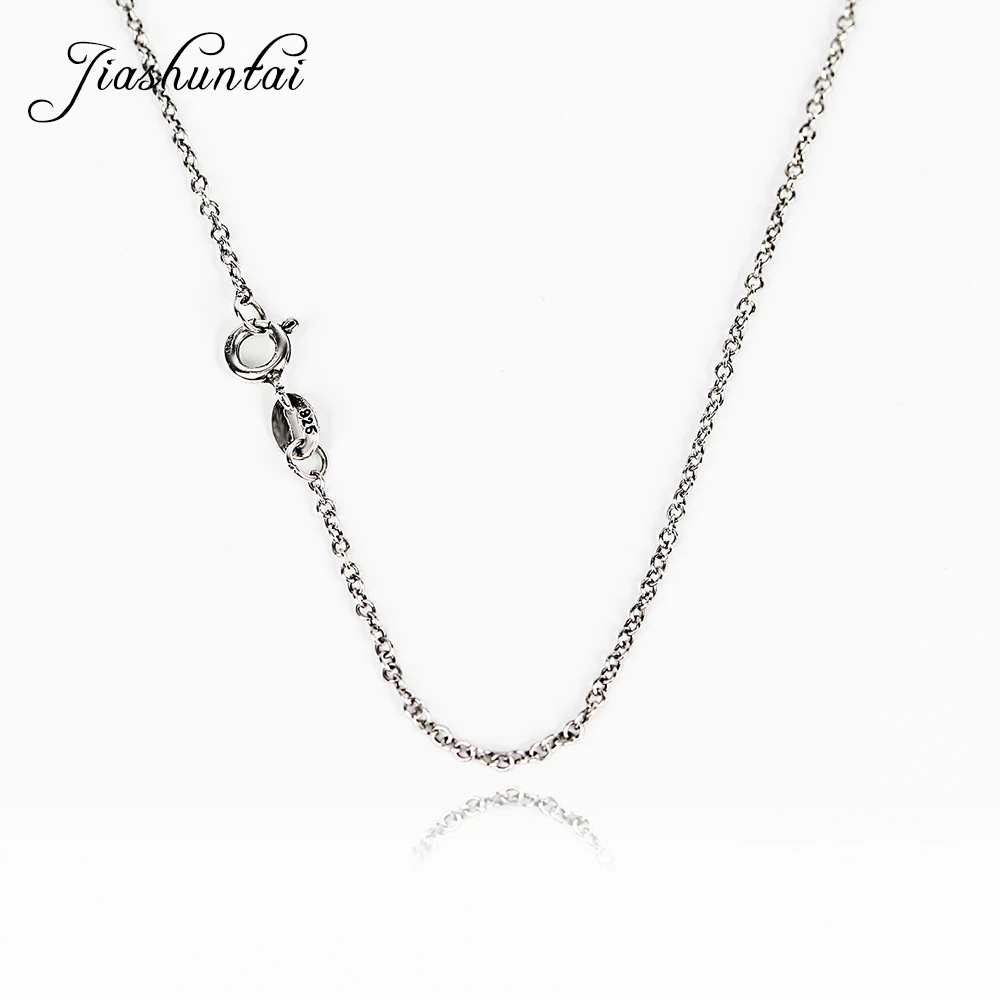 

JIASHUNTAI Vintage 100% 925 sterling silver Long Necklace For Women Silver Chain Jewelry Fashion Punk Best Gifts