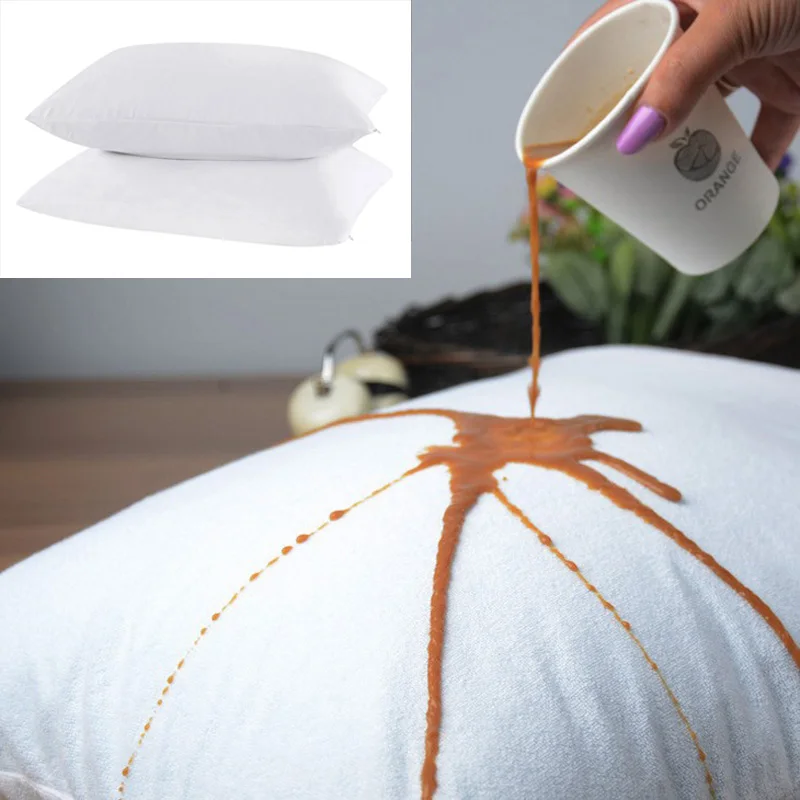 

2pcs White Knitted Fabric Cloth Pillow Cases Anti-mite Waterproof Soft Comfortable Hotel Style Polyester Cushion Cover 50x70cm
