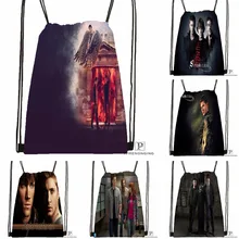 Пользовательские сверхъестественная ТВ походная сумка на шнурке милый рюкзак для детей(черная спина) 31x40 см#180531-02-48