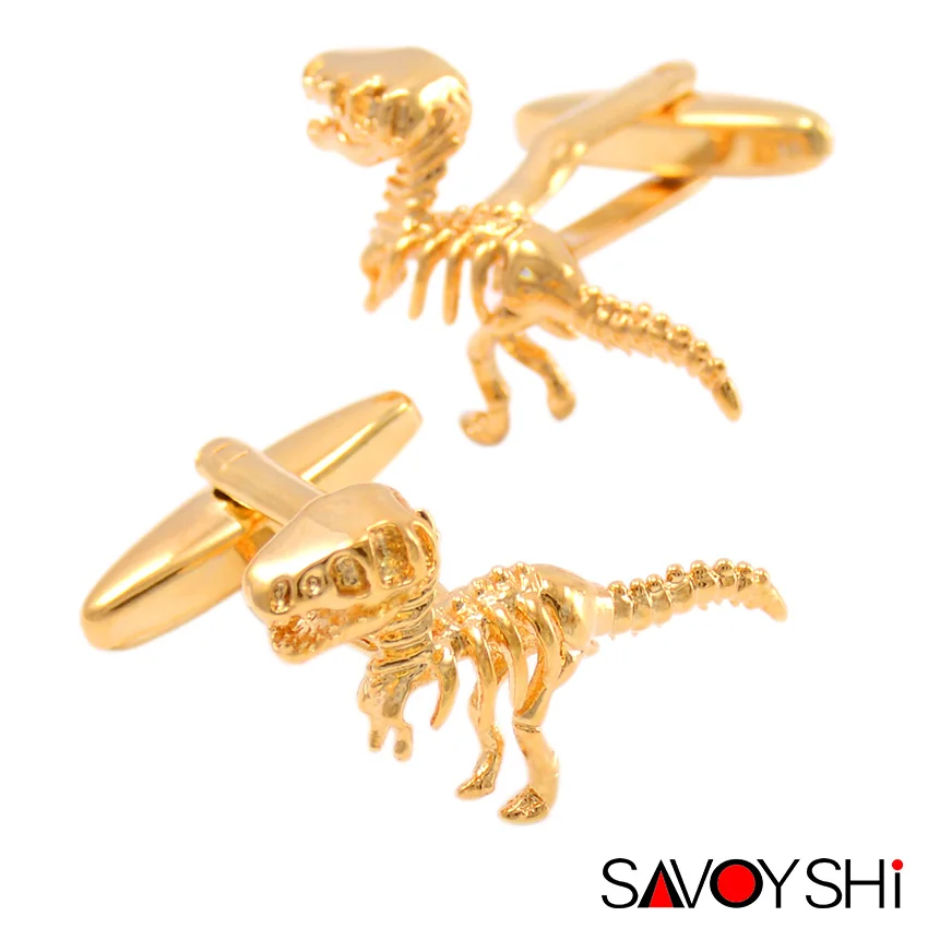 SAVOYSHI 2 цвета динозавр моделирование запонки мужские высокого качества Новинка Животное Запонки звено модный бренд мужские ювелирные изделия дизайн - Окраска металла: Gold