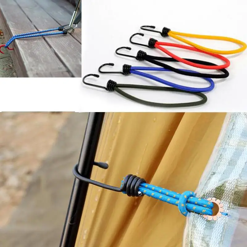 

Outdoor Sports Camping Tent Elastic Fixed Rope With Hook Line Random Color