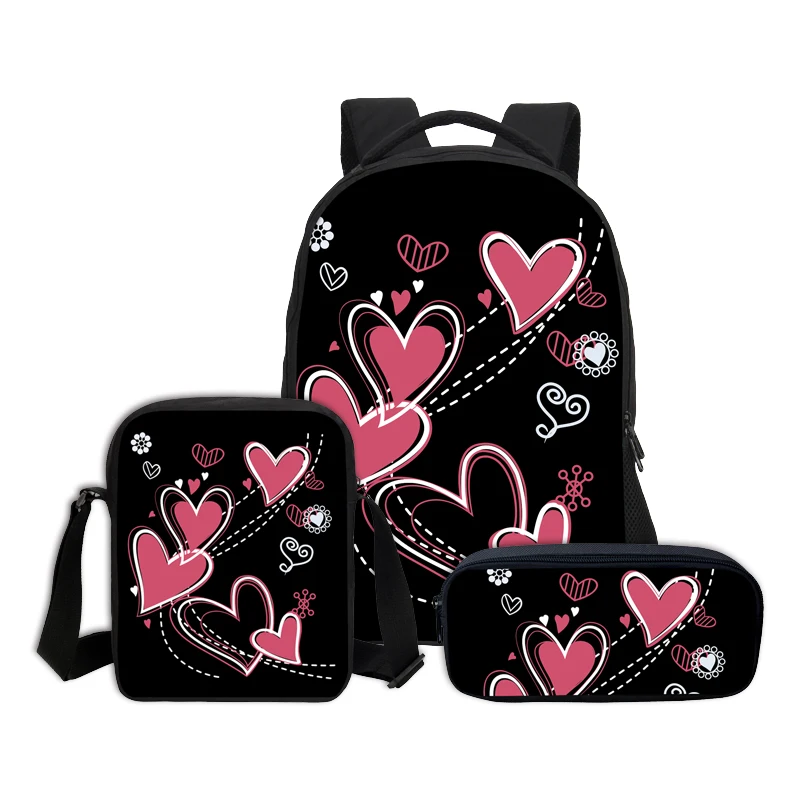 

VEEVANV Love Cute Hearts Patterns School Bags For Girls Women Printing Backpack 3D Printing Book Bags Children Laptop Backpacks