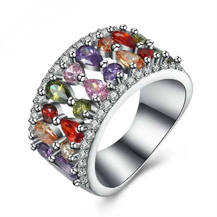 

2019 New European Fashion Jewelry Colorful geometric woman ring ring Crystal From Austrian For Woman Party