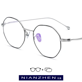

B Titanium Prescription Eyeglasses Frame Women Vintage Polygon Myopia Optical Frames 2019 Retro Eye Glasses for Men Eyewear 1129