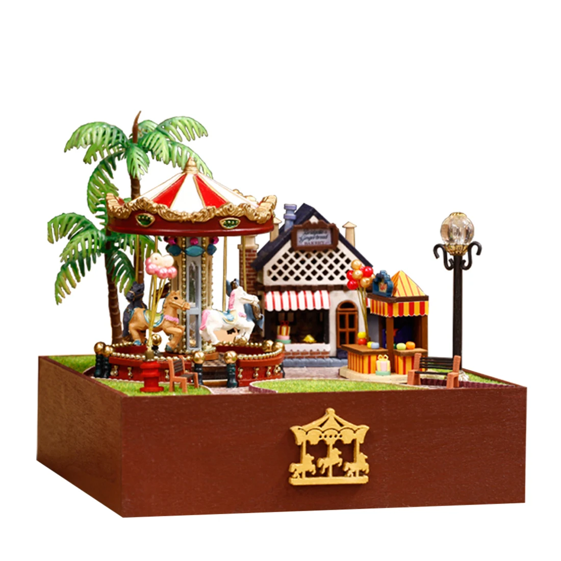 

Interesting Dollhouse Sun Version Carousel Pleasure Garden 3D Assembly DIY Household Creative House Kit Gifts Toys For Children