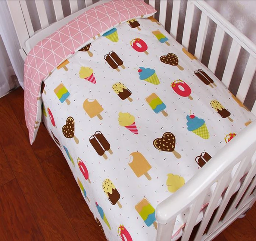 Детское пуховое одеяло, детское постельное белье из хлопка с мультяшным принтом, комплект детского постельного белья, пододеяльник, дышащий, без наполнителя, постельные принадлежности для новорожденных