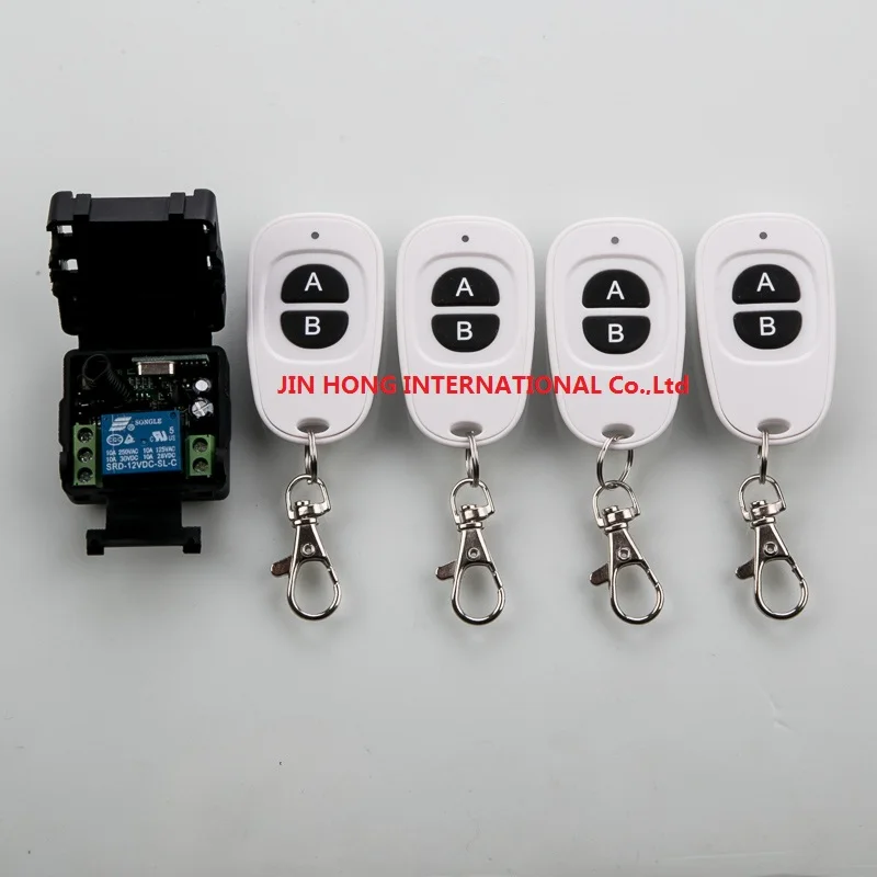 

Free shipping DC 12v 10A 1CH wireless RF Remote Control Switch System With 4pcs transmitter +Case For Entrance guard system