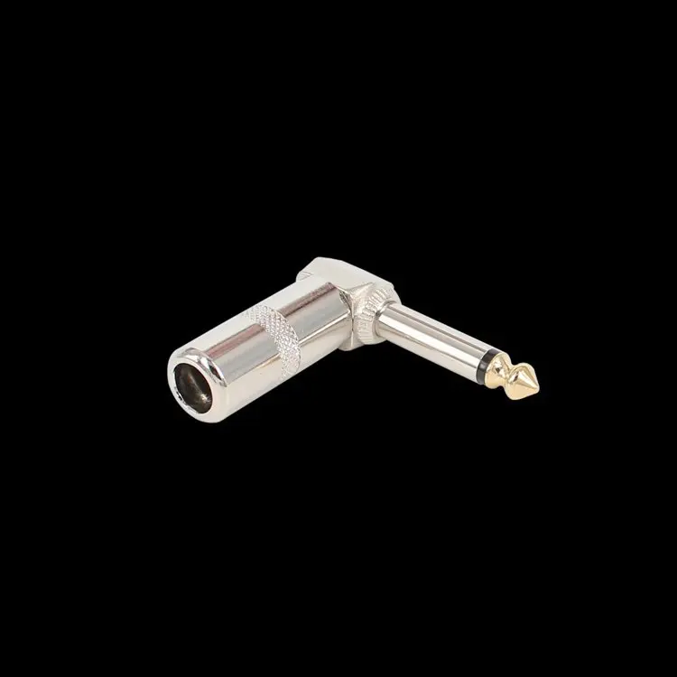 

90 Degree Right Angle Gold-plated Elbow for Electric Guitar Joint of Metal 6.35MM Plug Mono-channel Two-core Microphone