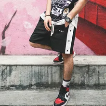 Мужская эластичная талия Свободные повседневные уличные модные хип хоп прямые шаровары мужские уличные спортивные короткие брюки