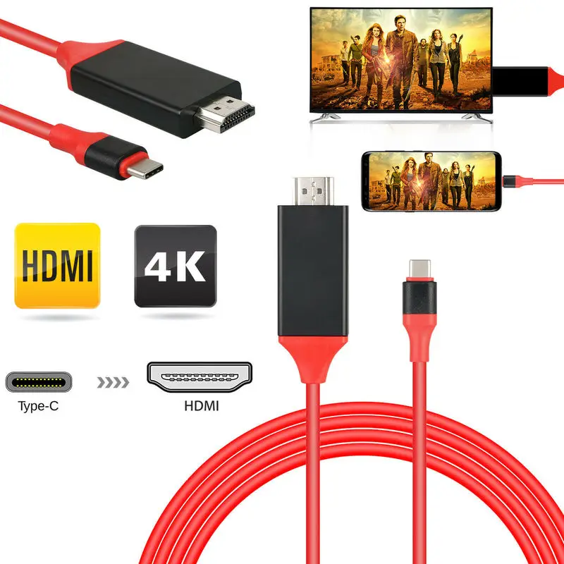 

USB 3.1 Type C to HDMI TV HDTV Audio Video AV Cable 4K High Speed Adapter for MacBook Google ChromeBook For Samsung Galaxy S8 S9