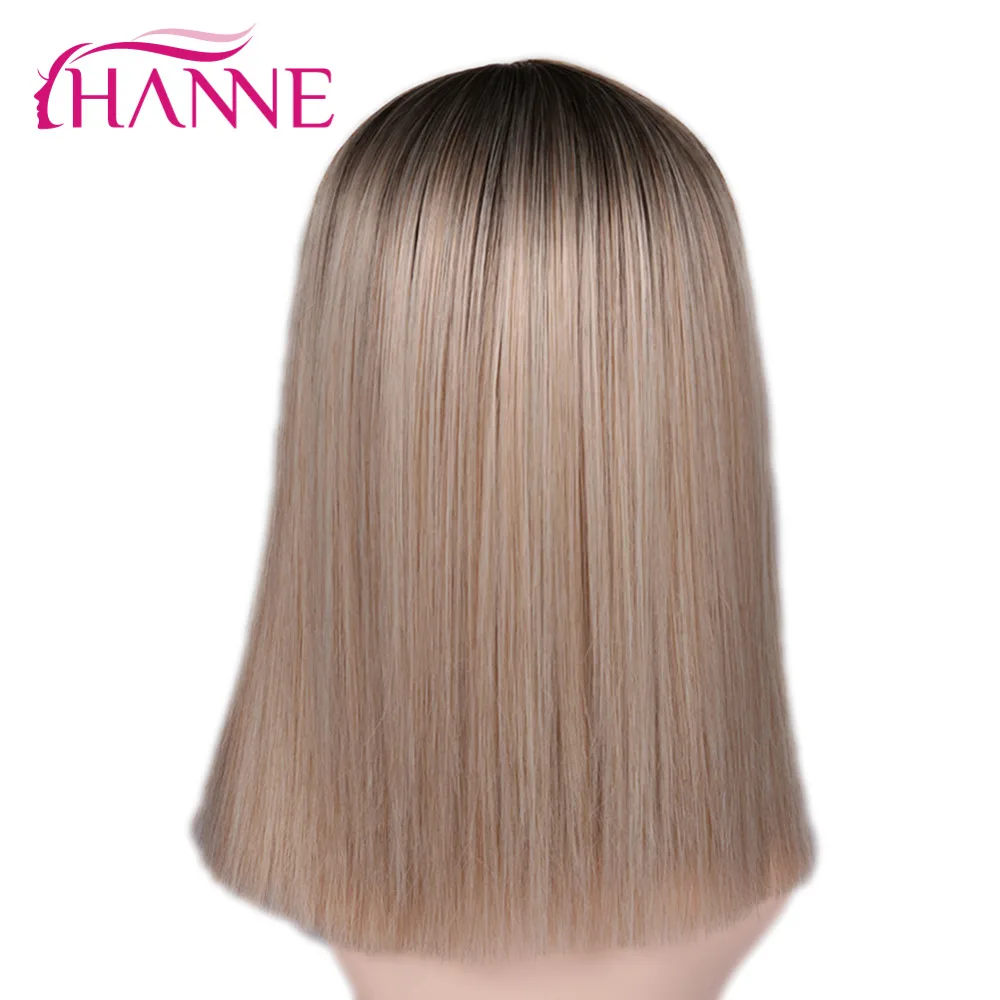 HANNE короткие прямые синтетические парики афро-американский боб парики Омбре черный/коричневый до блонд/розовый парики для черных или белых женщин