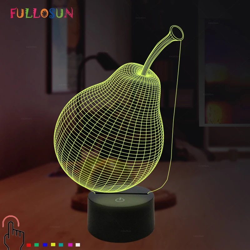 Интересная модель груши настольные лампы Многоцветный акриловый свет 3D