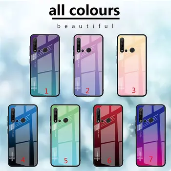

100pcs/lot Gradient Painted Tempered Glass Back Protector Phone Case For Huawei P Smart Z Y9 Prime P20 Lite 2019 Nova 5i 5 Pro
