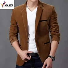 Модный мужской блейзер Осенние повседневные обтягивающие блейзеры британский стиль куртки мужской деловой костюм бархатные пальто Masculino M-5XL