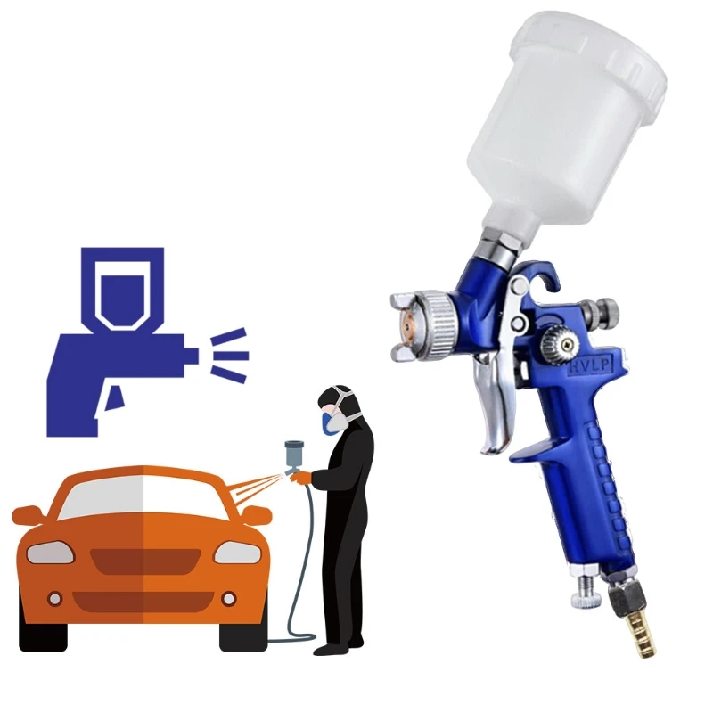 Free delivery 0.8mm Mini HVLP Air Paint Spray Gun Auto Car Detail Touch Up Sprayer Gravity