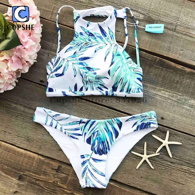Cupshe Transparent Green Leaf Bikini Set Women Summer Sexy Swimsuit