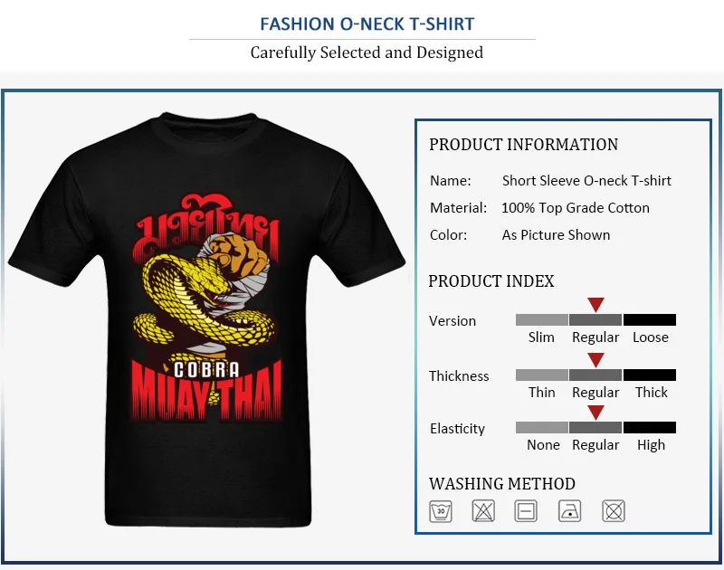 Printed On Men Casual T Shirts Discount Summer Short Sleeve O Neck Cotton Tops Shirts Slim Fit Clothing Shirt Top Quality cobra muay thai thailand martial art