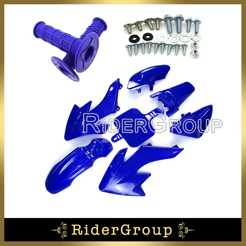 Blue Plastic Fairing Body Fender Kits Mounting Screws Throttle Handle Grips For Honda XR50 CRF50 Pit Dirt Trail Motor Bike