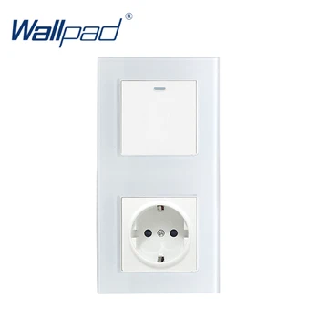 

Vertical Wallpad Crystal Glass Panel 16A EU 110V-240V EU Socket and 1 Gang 2 Way Wall Switch in Vertical