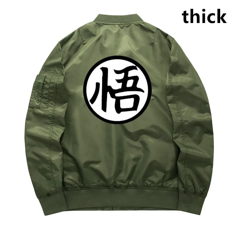 thick army green ASSTSERIES, аниме, драконий жемчуг, Гоку, мужская Тонкая куртка-бомбер, Мужская Толстая бейсбольная куртка на молнии, ВВС, один пилот, пальто, S-8XL - Цвет: thick army green