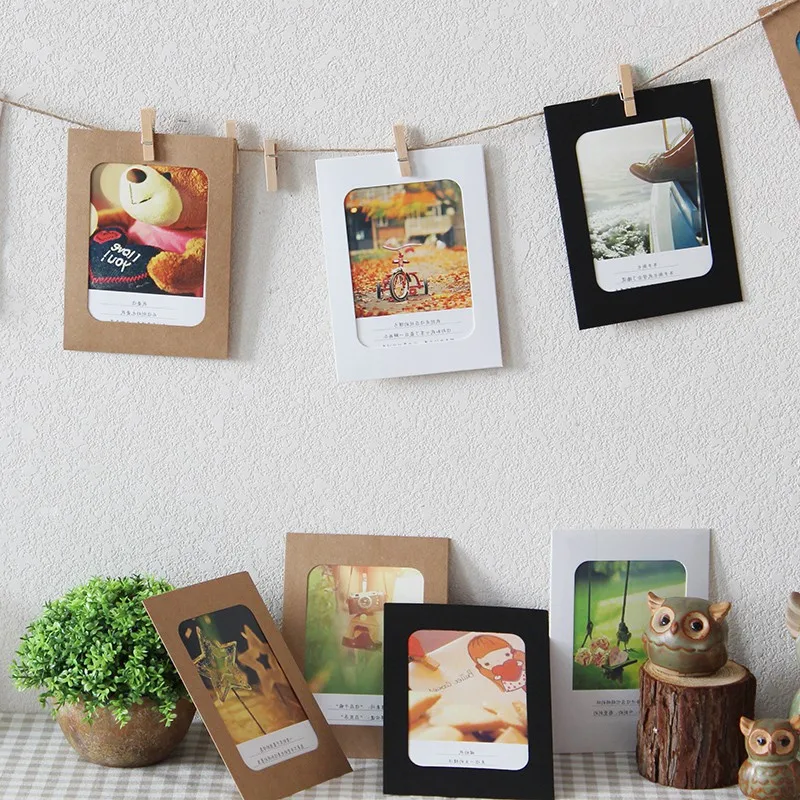 

WHISM 10Pcs 6 Inches DIY Hanging Paper Photo Frame Wall Picture Frame With Rope and Clip Home Room Decor papieren fotolijst