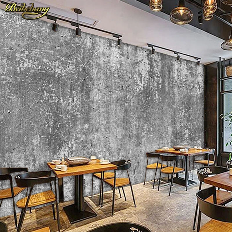 beibehang Stereo Retro Concrete Wall Wallcovering Cafe Milk Tea Shop