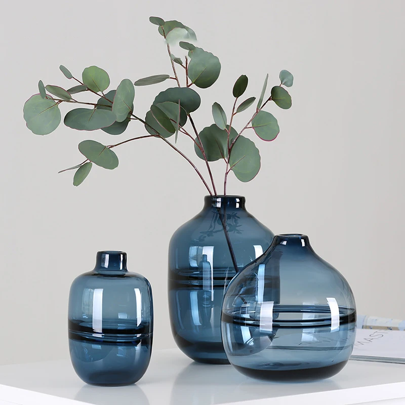 Buy Creative Glass Vase Blue Flower Vase Ornaments